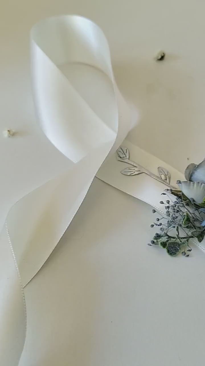 Blue Flower Bridal Belt: Vintage Wedding Sash, Silver Leaves