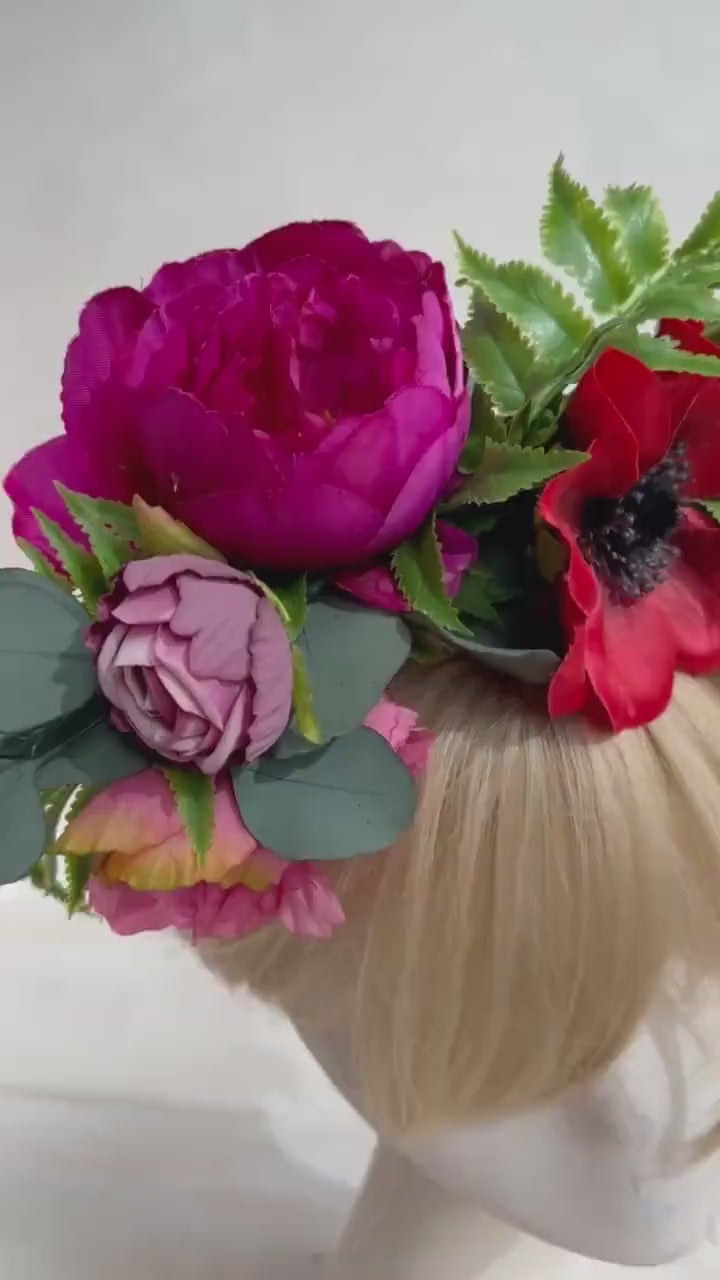 Frida Flower Headband: Colorful Bridal Hair Piece