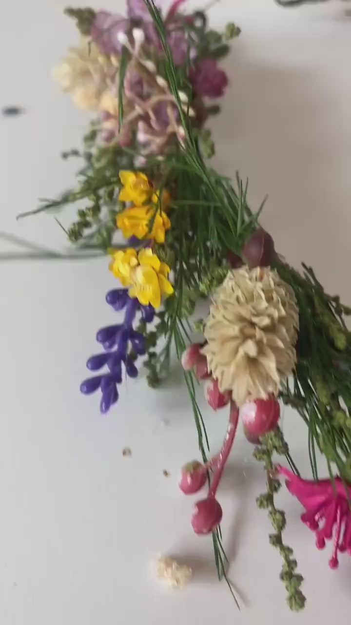 Magenta Wildflower Bridal Wreath: Boho Woodland Wedding Headpiece