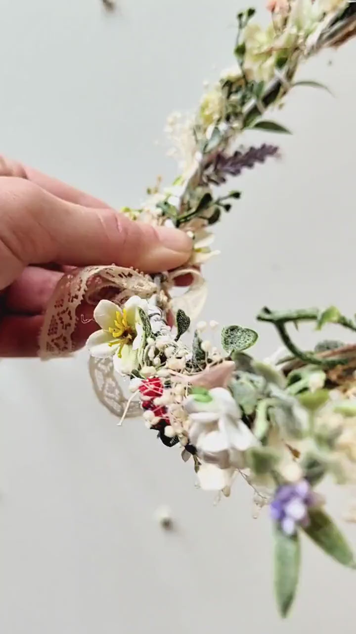 Wildflower Bridal Crown: Colorful Meadow Flower Hair Wreath