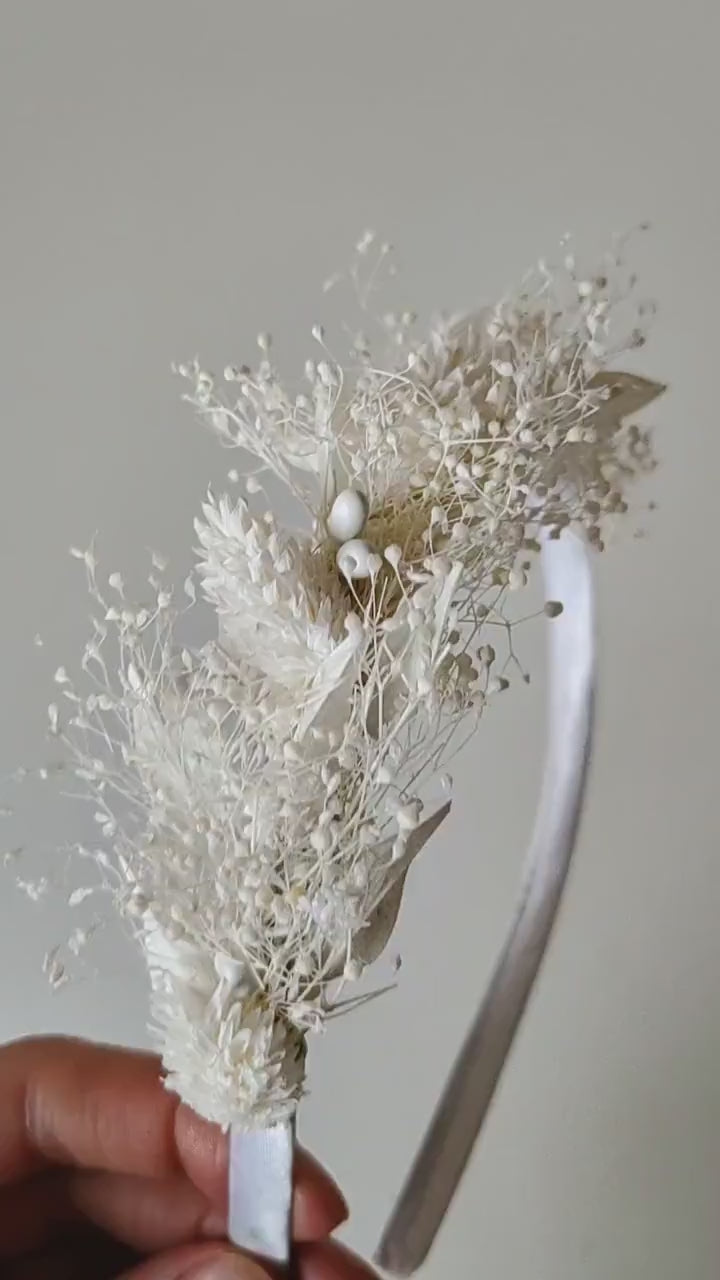 Ivory Flower Girl Headband: Preserved Floral Communion Crown