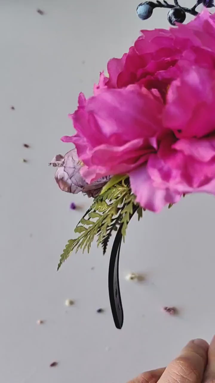 Magenta flower headband: Frida headpiece