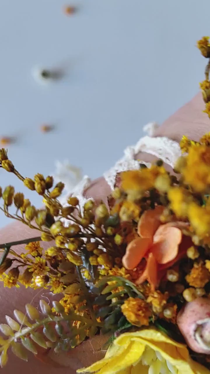 Autumn Flower Bracelet: Burnt Orange Wedding Wrist Corsage