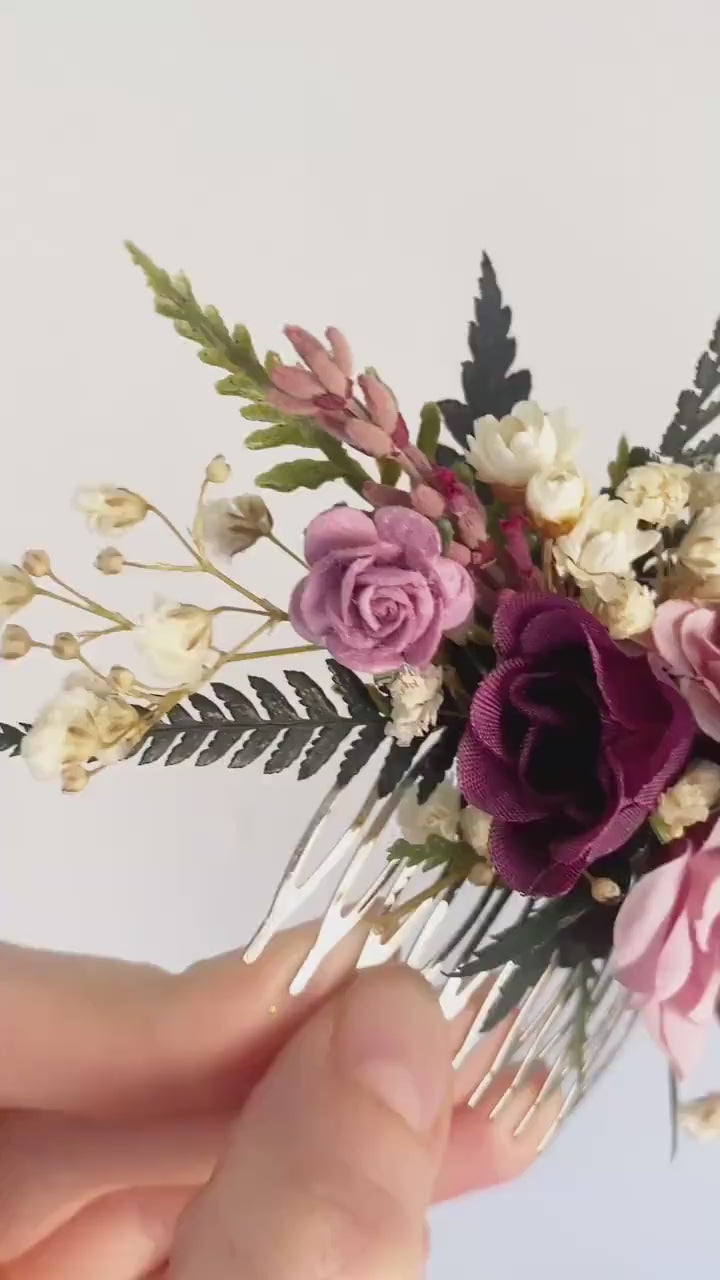 Purple Flower Hair Comb: Romantic Bridal Hair Accessories