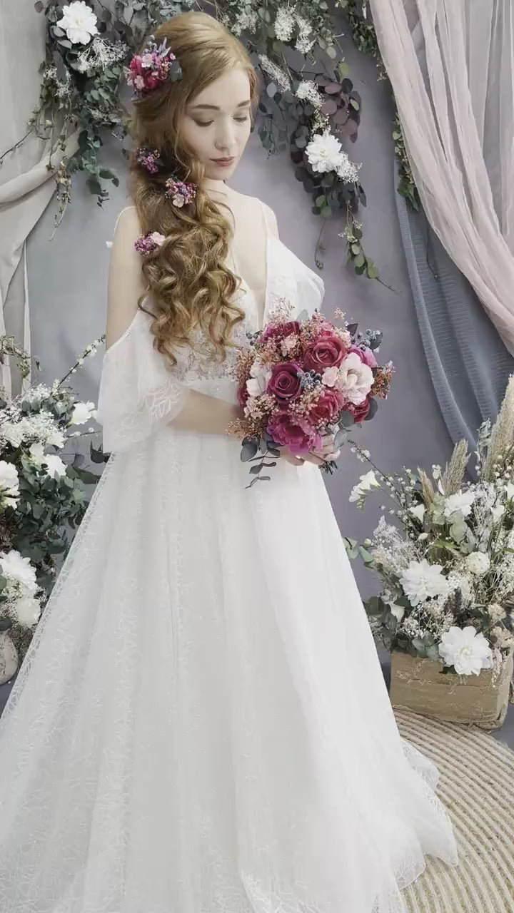 Magenta Rose Bridal Bouquet: Fuchsia Wedding Accessories