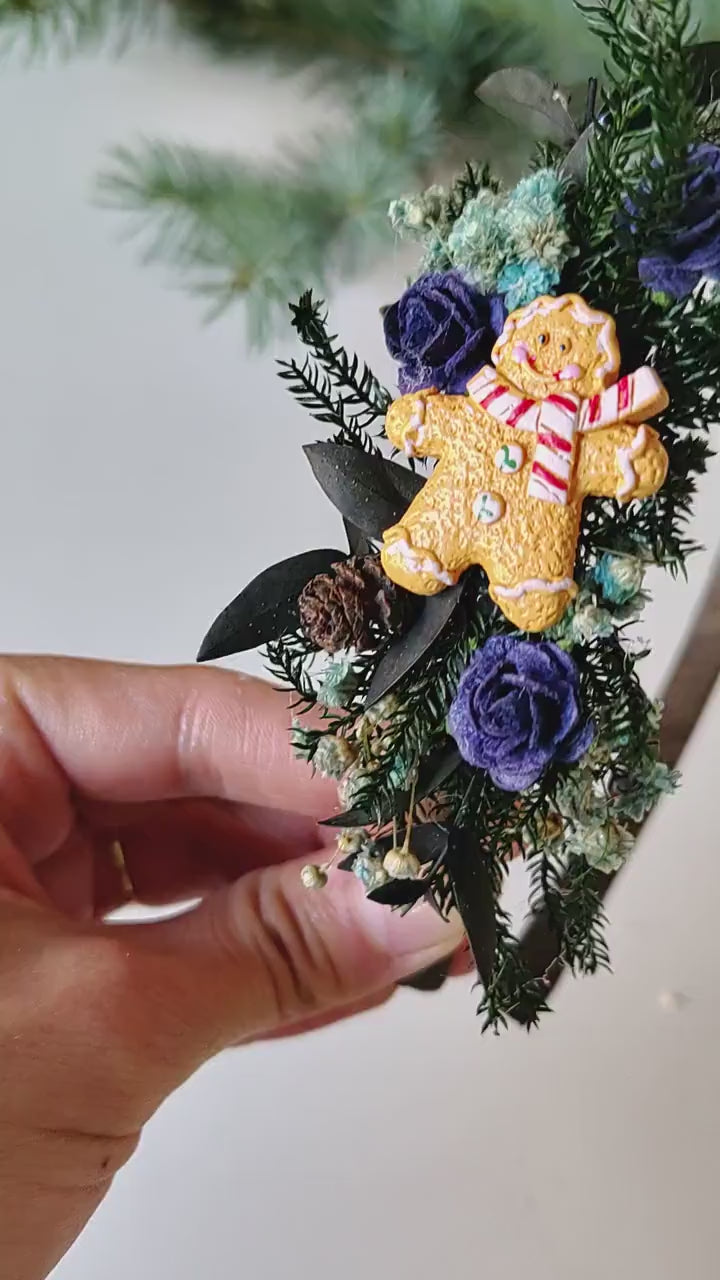 Gingerbread Christmas Headband: Winter Floral Hair Accessory