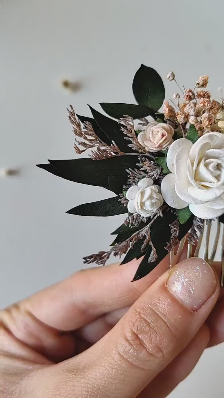 Blush Rose Hair Comb: Romantic Wedding Flower Hairpiece