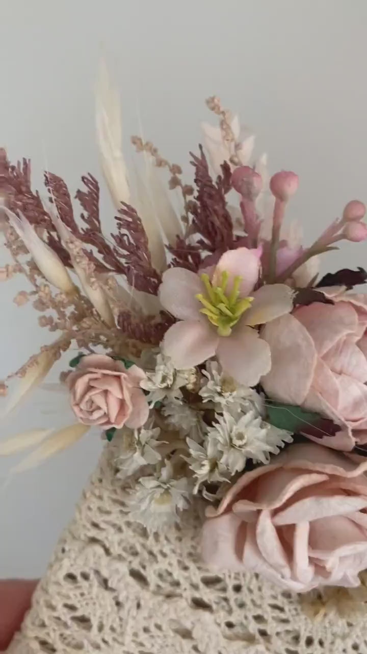 Pink Cream Flower Boutonniere: Romantic Wedding Pocket Corsage