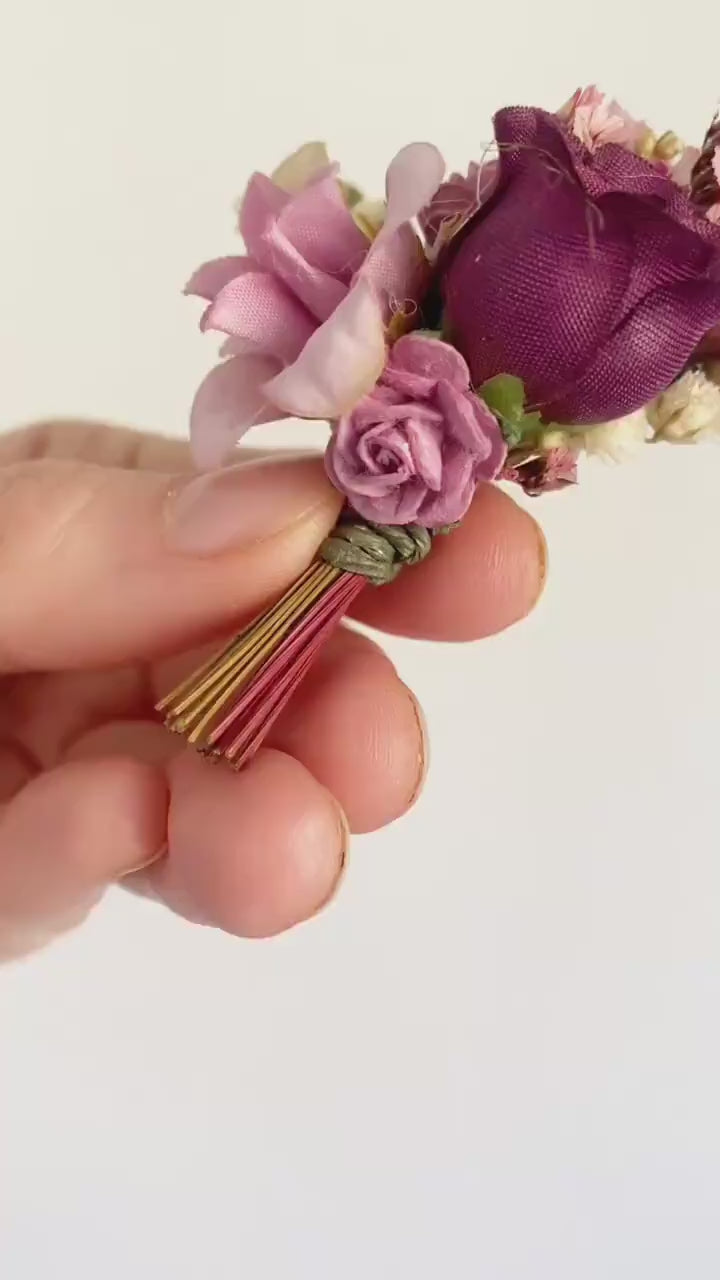 Purple Preserved Flower Boutonniere: Romantic Wedding Accessory