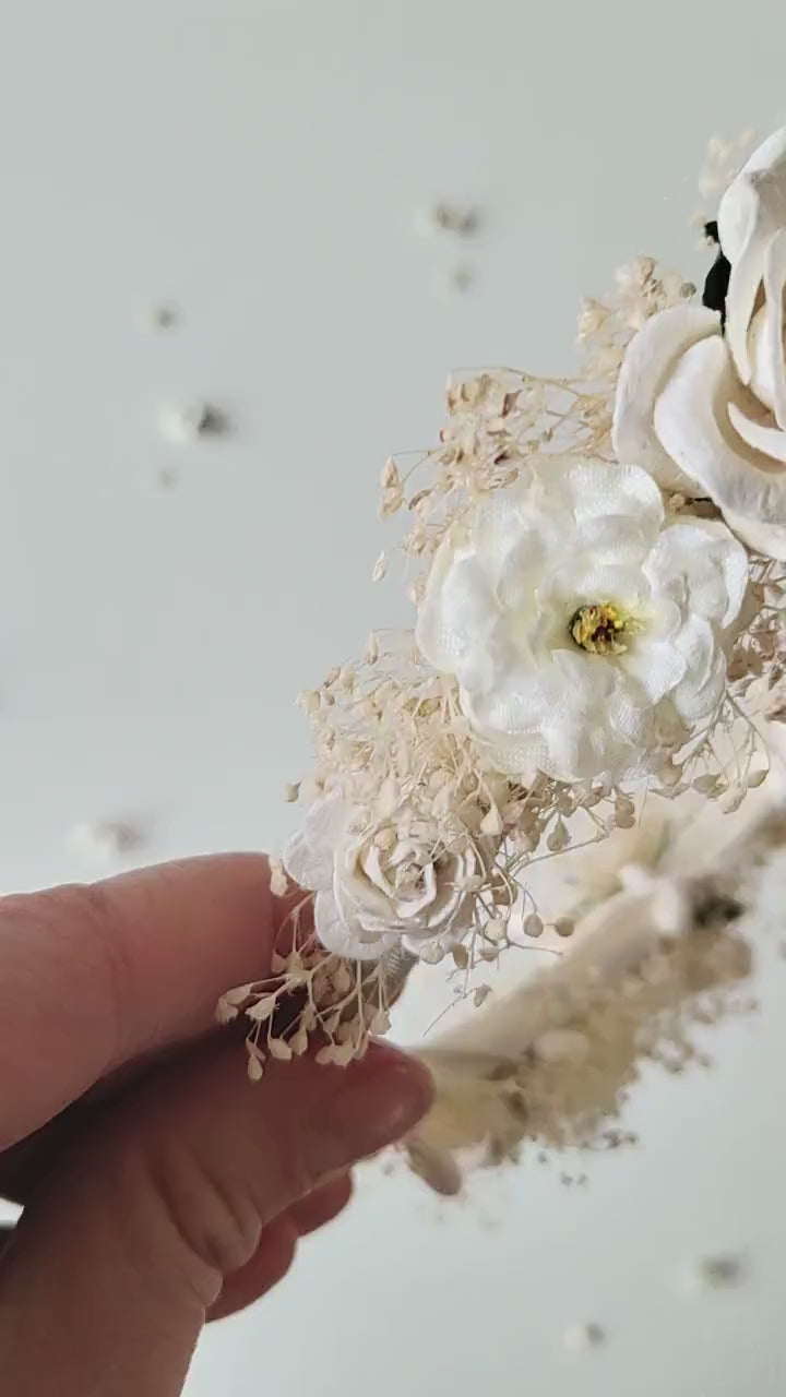 Ivory Flower Headband: Wedding Bridal Hair Accessory