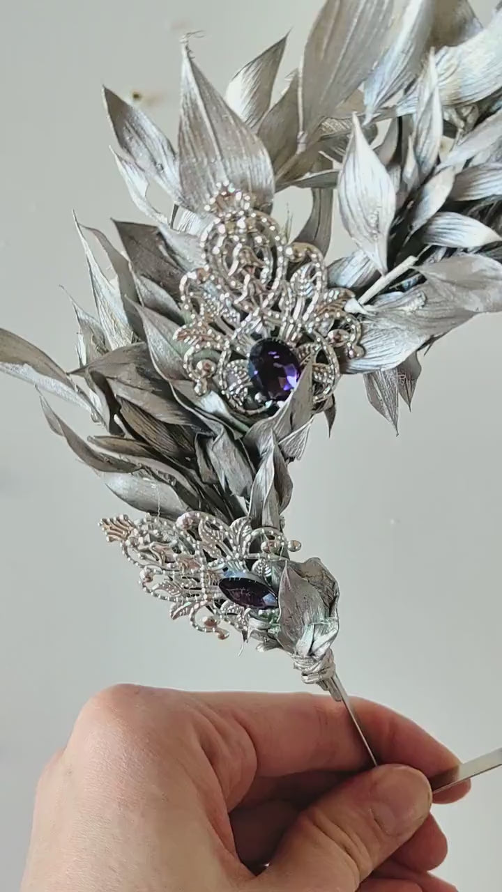 Silver Leaf Bridal Crown: Elegant Wedding Hair Tiara