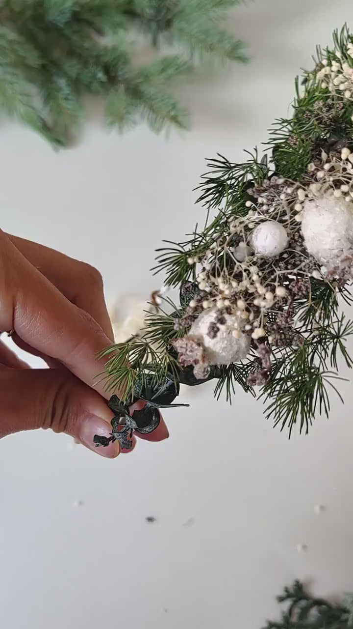 Woodland Winter Flower Hair Wreath: Christmas Bridal Accessories