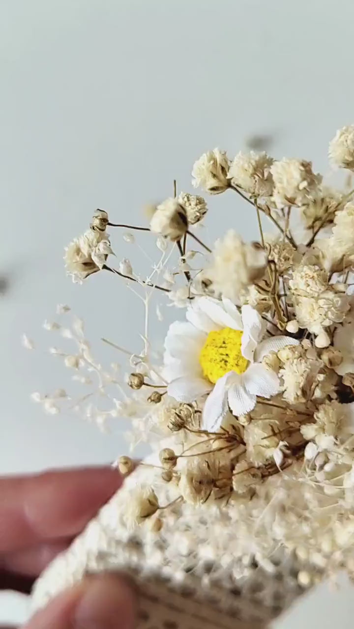 Ivory Daisy Boutonniere: Groom's Wedding Corsage with Gypsophila