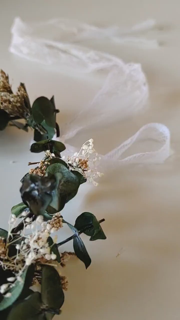 Eucalyptus Bridal Crown: Boho Greenery Flower Hair Wreath