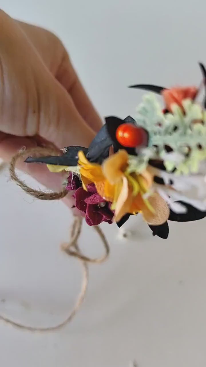 Autumn Flower Hair Wreath: Woodland Wedding Headpiece with Blueberries