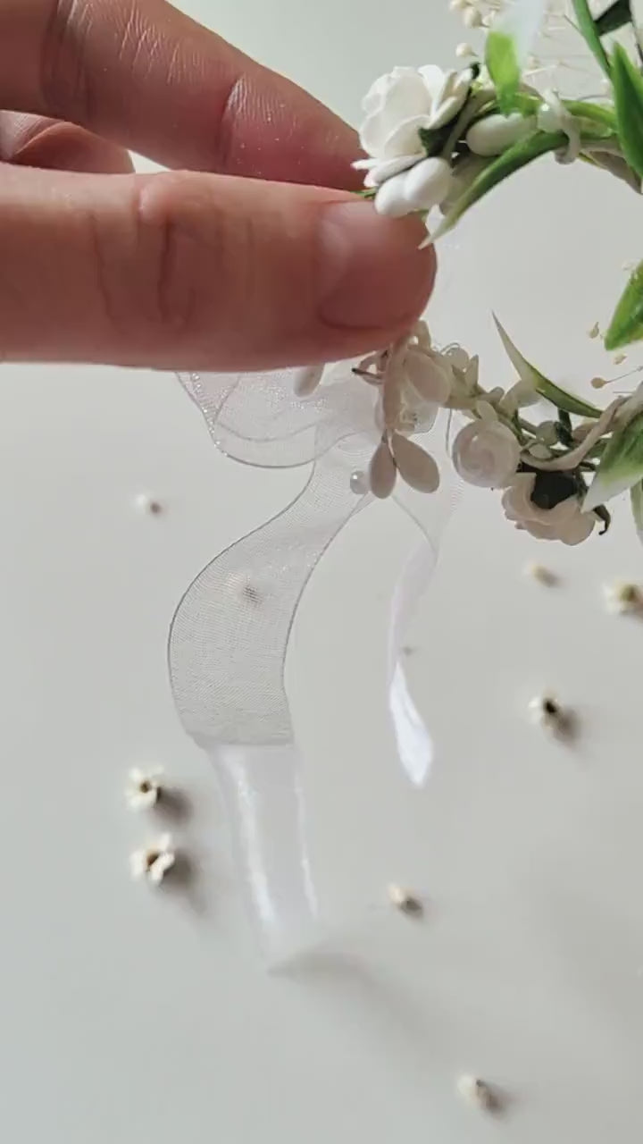 White Rose Candle Wreath: First Holy Communion Decoration