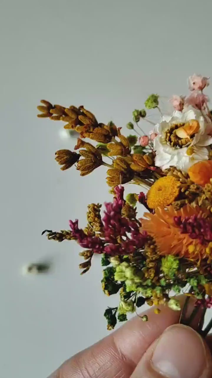 Burnt Orange Bridal Hair Comb: Preserved Flower Rustic Wedding Hair Vine