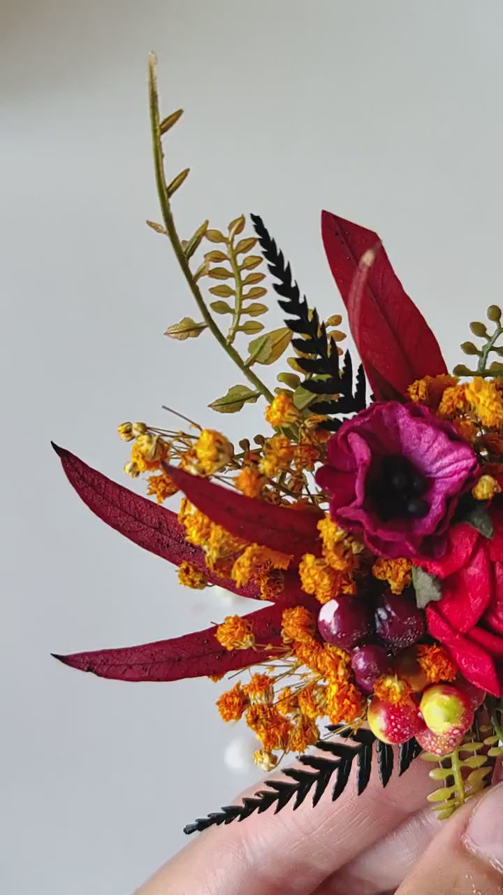 Autumn Flower Hair Comb: Handmade Bridal Hair Accessory