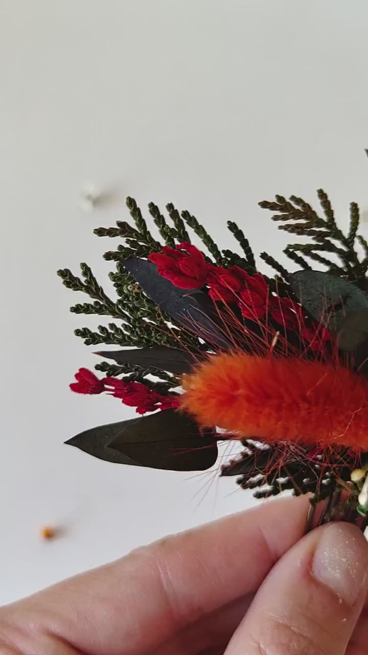 Burnt Orange Flower Hair Comb: Terracotta Wedding Headpiece