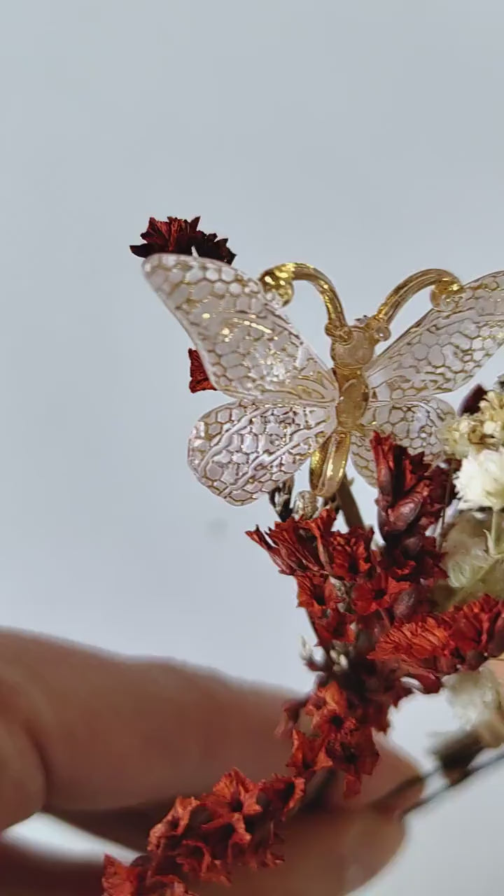 Terracotta Butterfly Hairpins: Autumn Wedding Bridal Hair Accessory