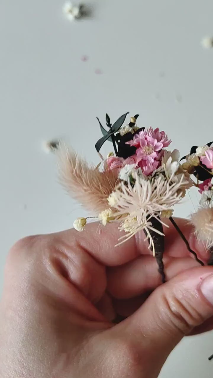 Pink Floral Wedding Hairpins: Romantic Bridal Hair Jewelry