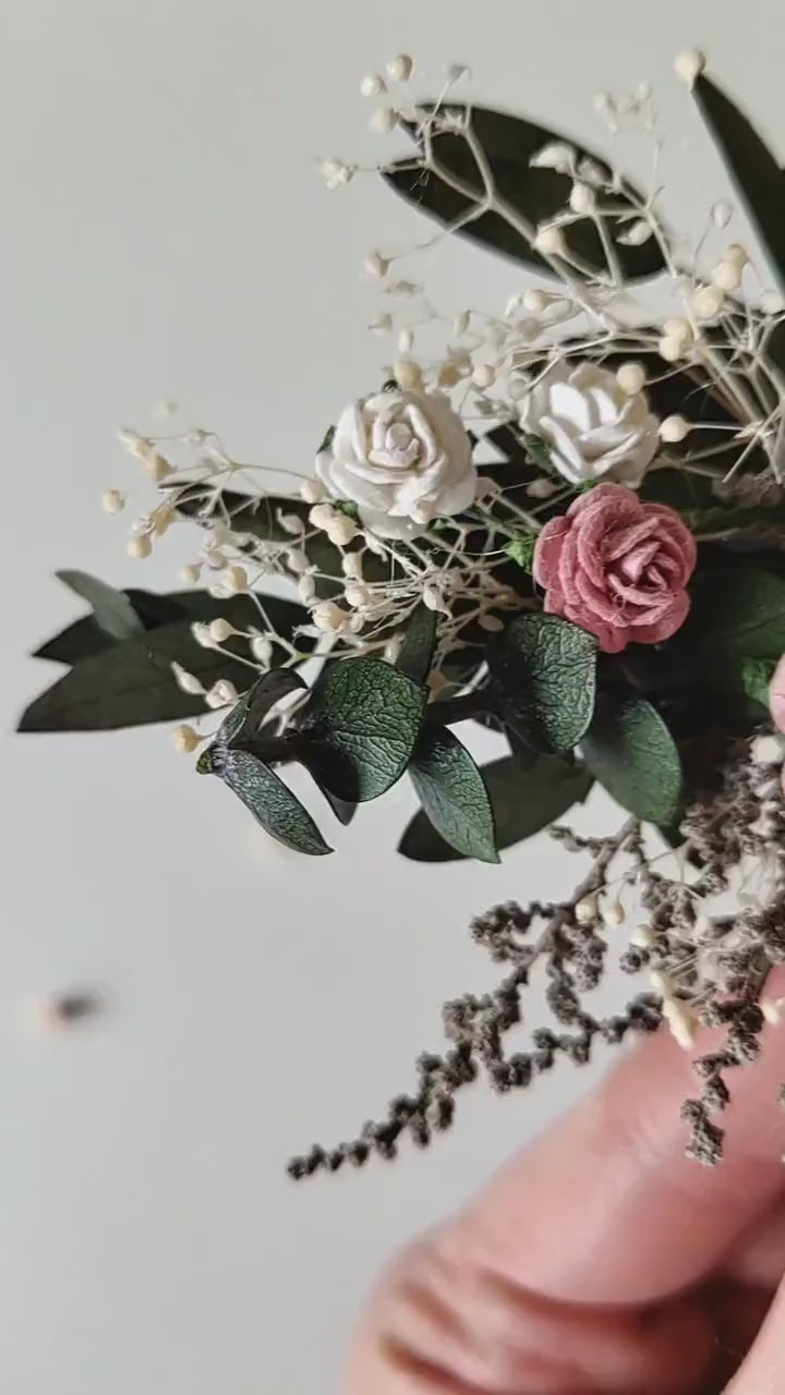 Dusty Pink Rose Bridal Hair Comb: Boho Wedding Headpiece