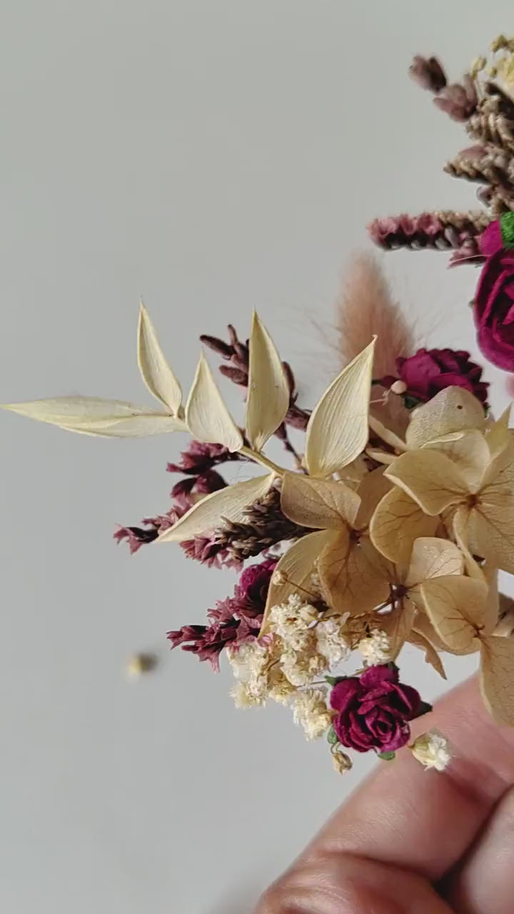 Burgundy Rose Hairpins: Autumn Wedding Bridal Hair Accessory