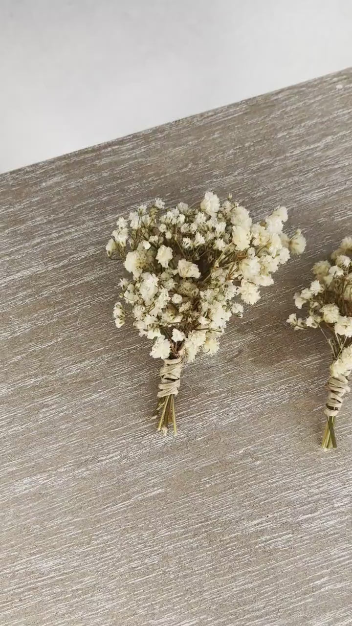 Ivory Baby's Breath Boutonniere: Preserved Wedding Groom Corsage