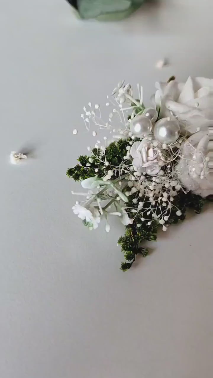 First Communion Flower Hair Clip: Rose & Pearl Barrette