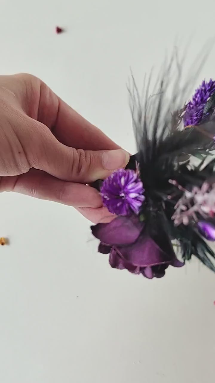 Purple Flower Headband and Choker Set: Gothic Autumn Wedding