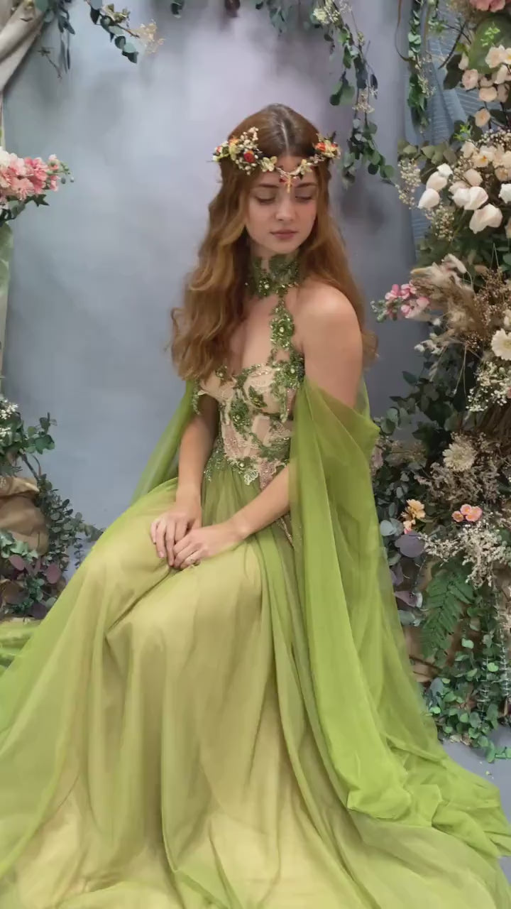 Autumn Wedding Flower Crown: Elven Fairy Tiara with Dragonfly