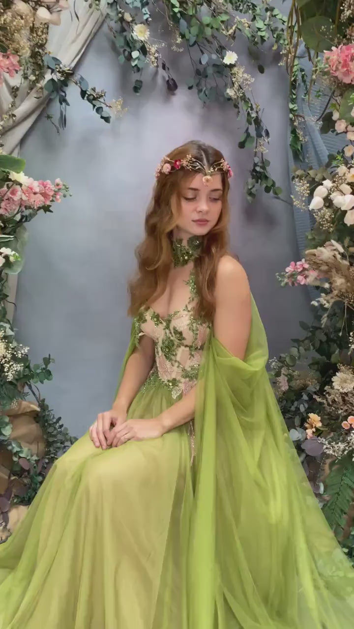 Floral Elven Bridal Crown: Fairytale Wedding Tiara