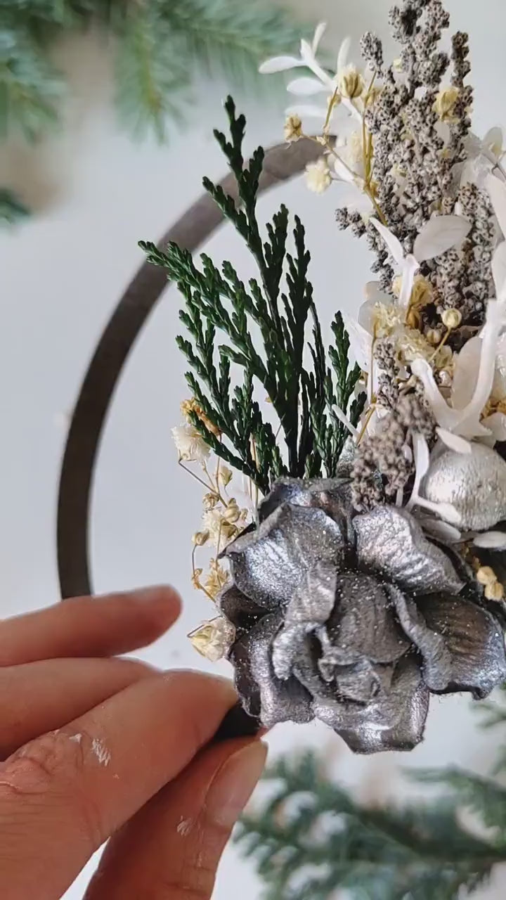 Silver Flower Bridal Headband: Winter Wedding Hair Accessory