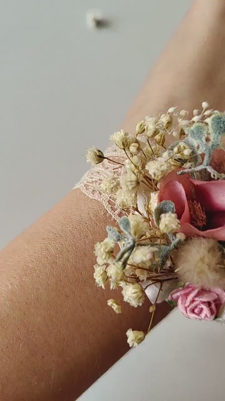 Pale Pink Flower Bracelet: Lace Bridal Accessories