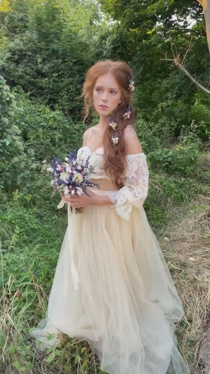 Lavender Dried Flower Hairpins: Provence Wedding Accessories