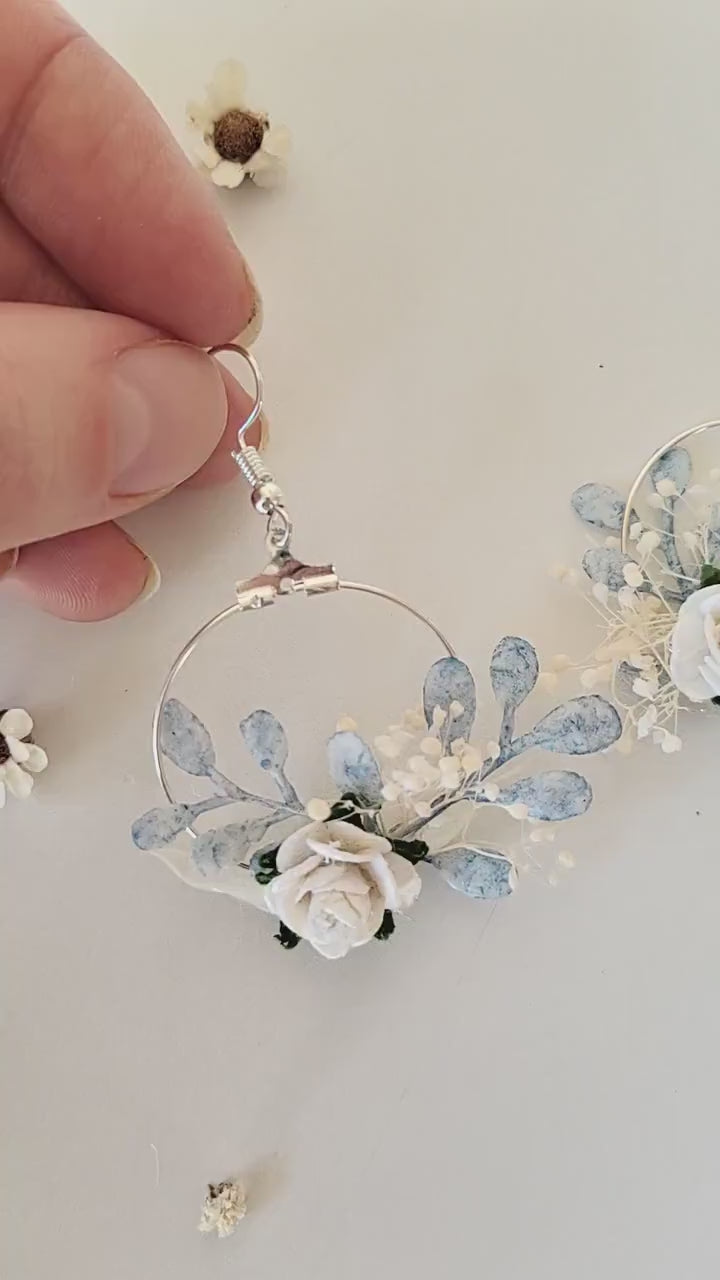 Handmade Flower Circle Earrings: Holy Communion Wedding Jewelry