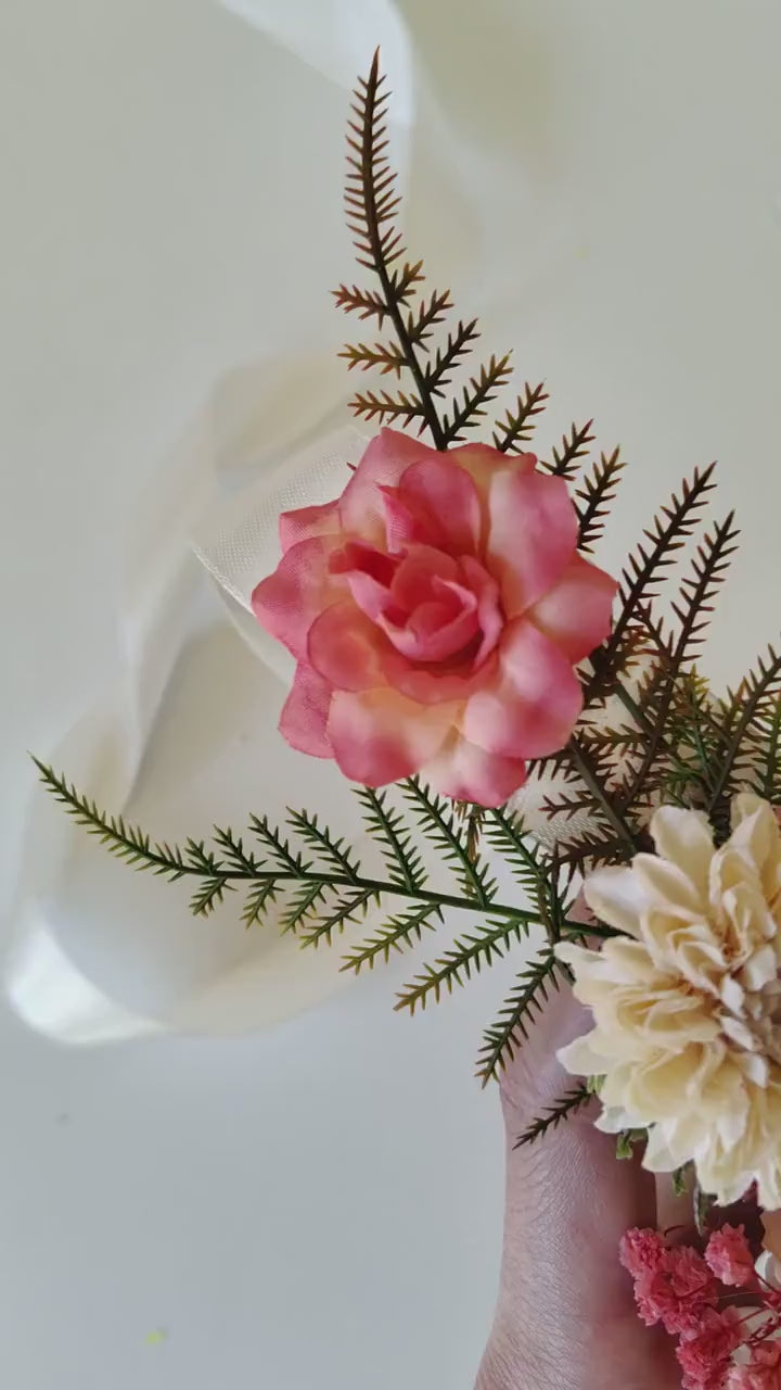 Blush Peach Flower Belt: Boho Bridal Wedding Dress Accessory