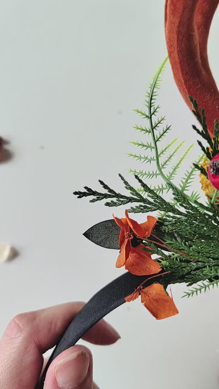 Autumn Antler Crown: Woodland Flower Headband, Pagan Festival