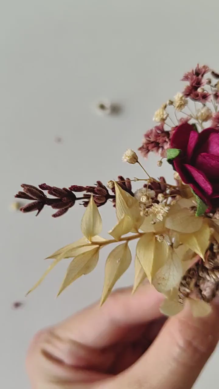 Burgundy Flower Hair Comb: Rustic Autumn Wedding Bridal Accessory