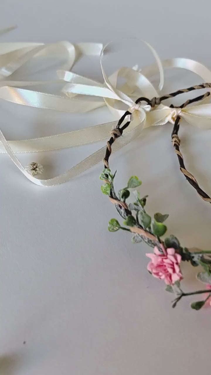Pink Peony Flower Crown: Romantic Spring Wedding Hair Wreath