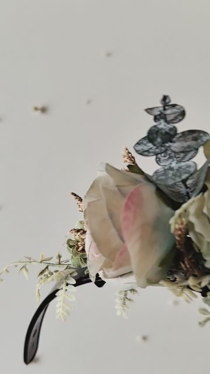 Pastel Green Flower Headband: Boho Wedding Double Sided Crown