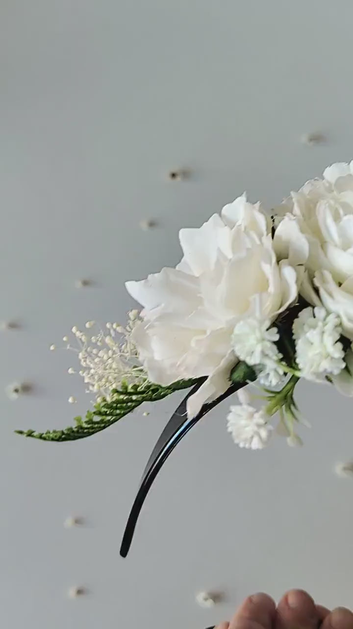 White Cream Flower Crown: Double-Sided Frida Headband