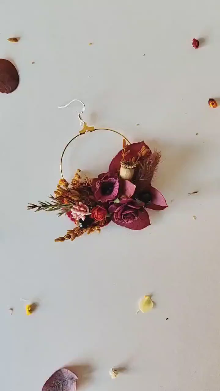 Autumn Flower Earrings: Woodland Wedding Jewelry