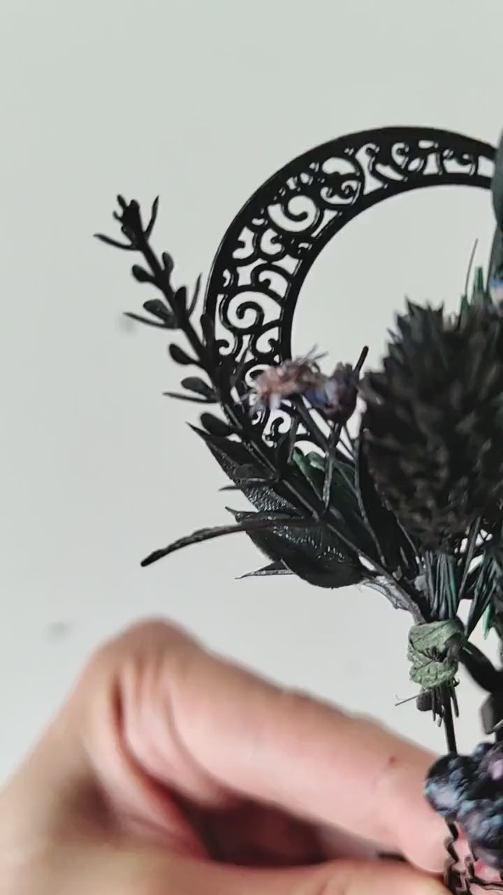 Black Flower Hair Pins: Gothic Wedding Bridal Hair Accessory