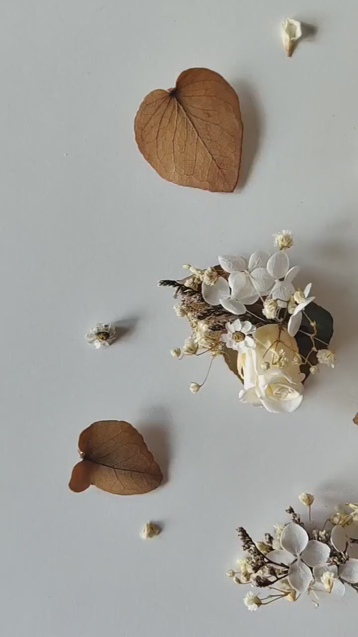 Cream Flower Hair Clips: Romantic Autumn Wedding Bridal Hairpiece