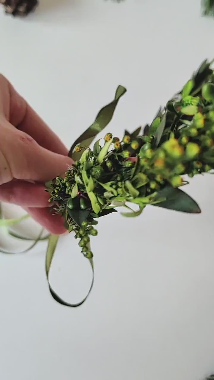 Preserved Greenery Wedding Wreath: Natural Leaf Hair Crown