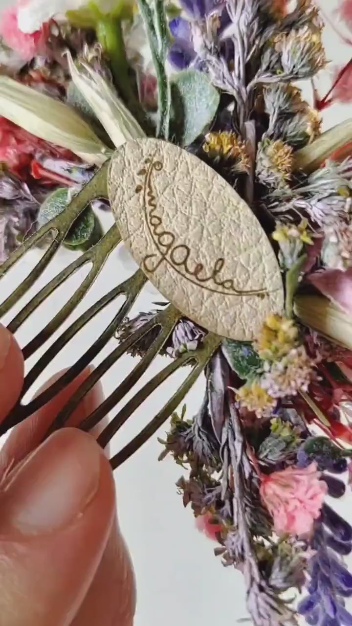 Rustic Wedding Flower Set: Wildflower Hair Comb, Bracelet, Belt