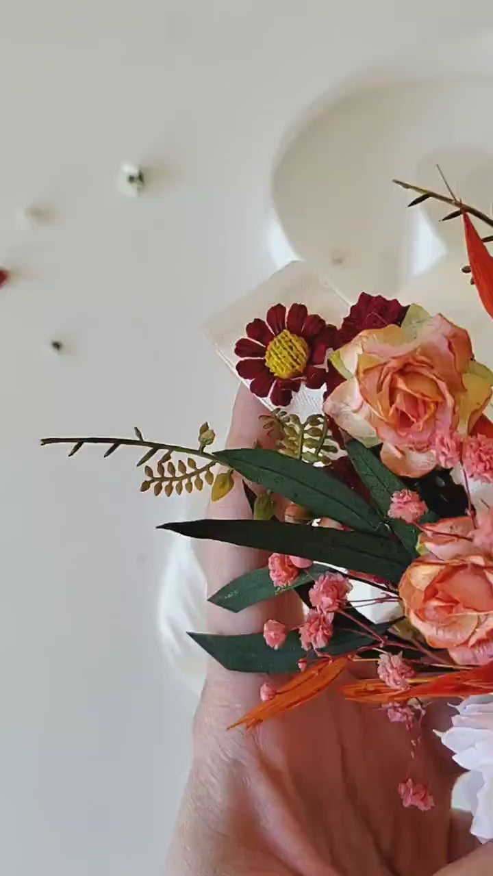 Orange Flower Bridal Belt: Boho Wedding Dress Accessory