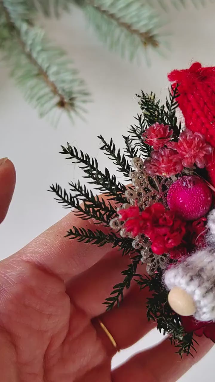 Christmas Doll Brooch: Winter Flower Pin, Xmas Gift