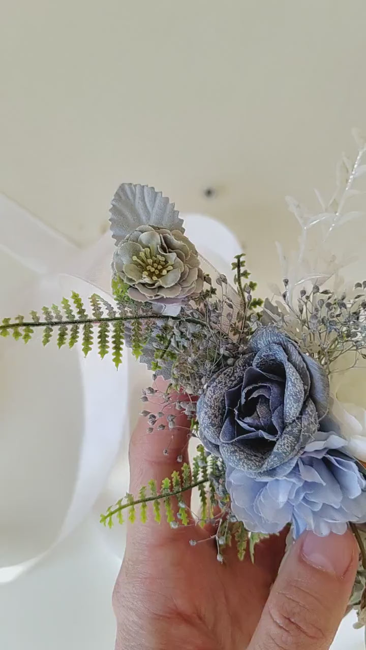 Blue Flower Bridal Belt: Romantic Rustic Wedding Dress Accessory